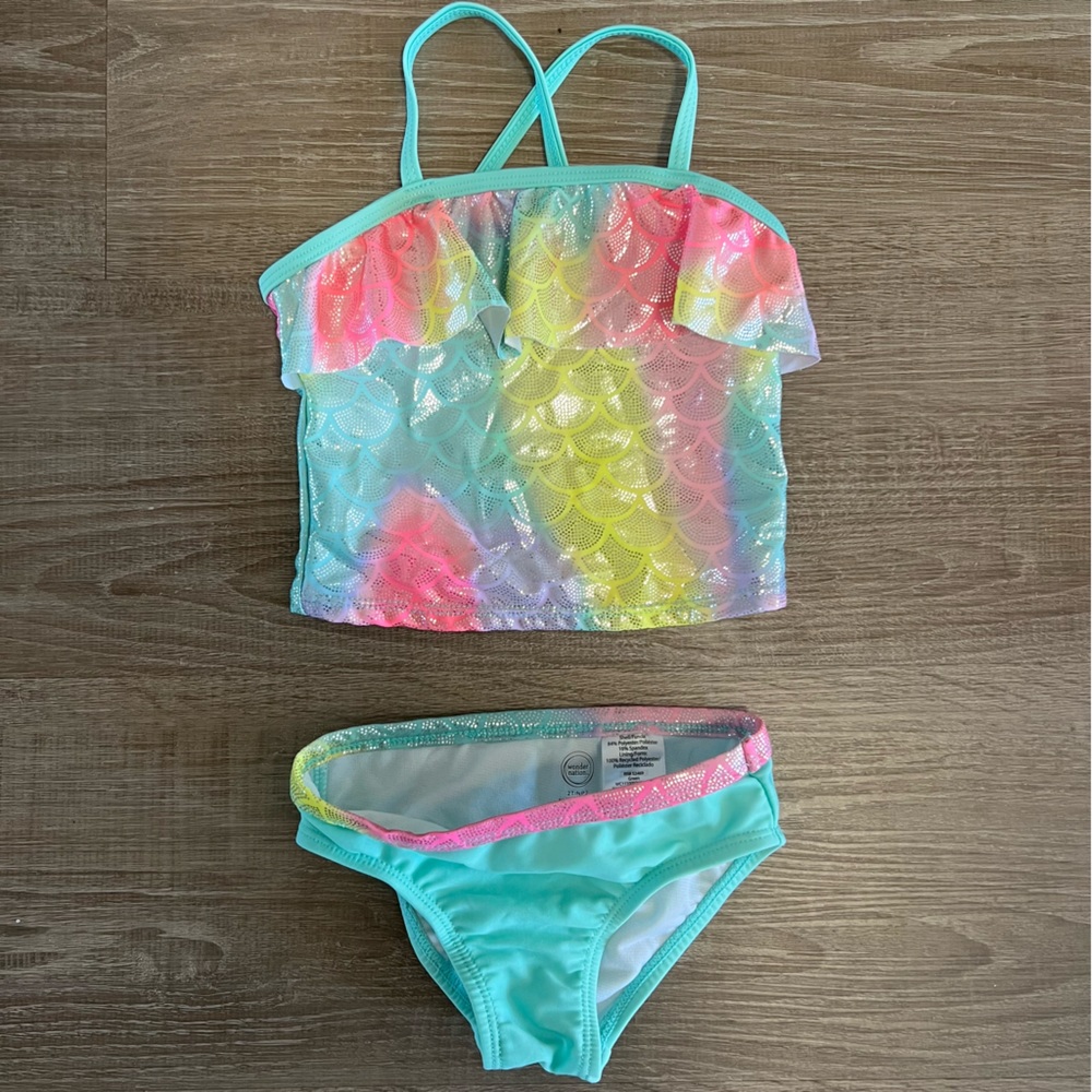 Rainbow mermaid two piece swim suit size 2T